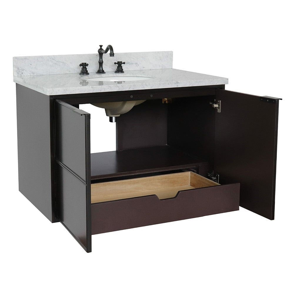 Bellaterra 37" Single Wall Mount Vanity in Cappuccino Finish