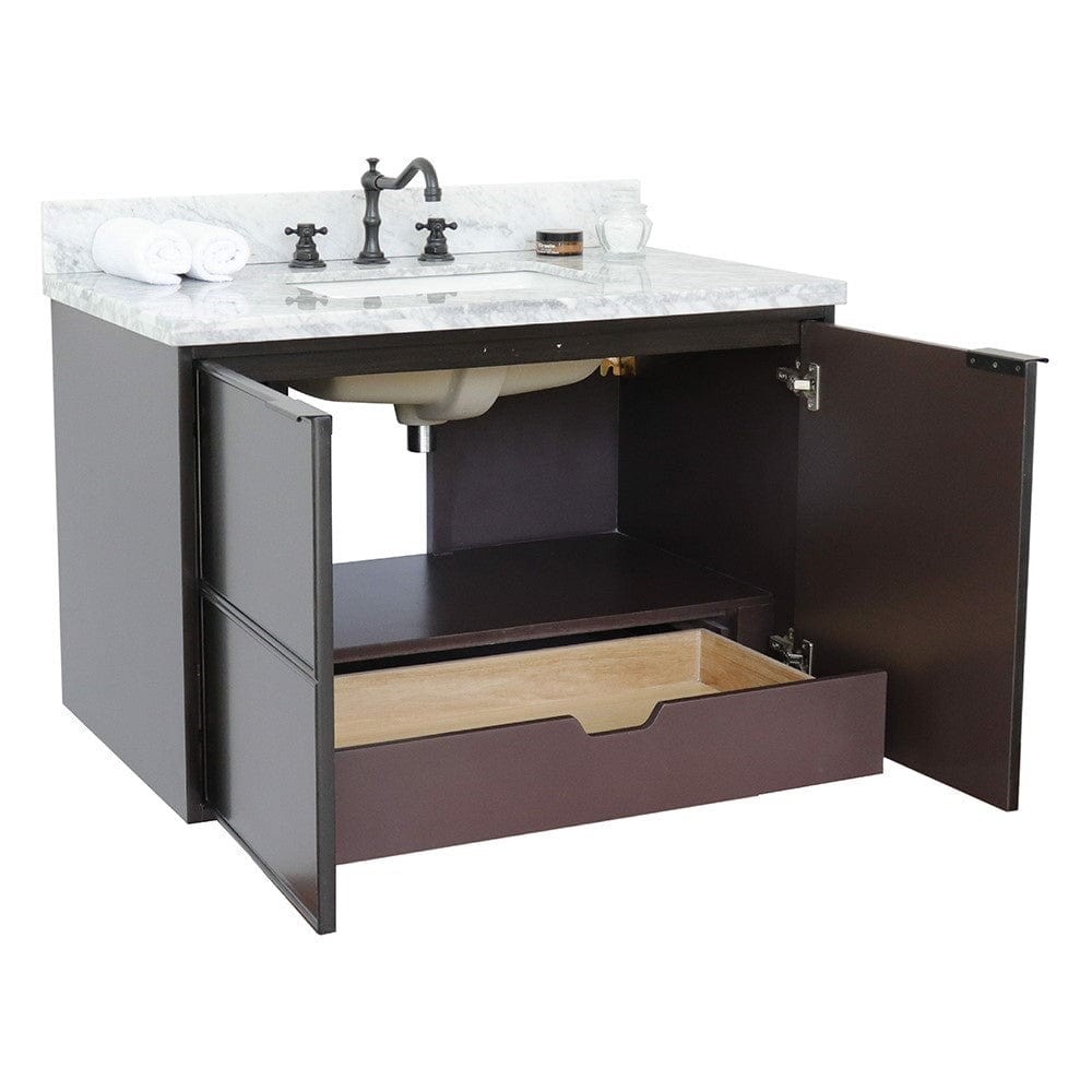 Bellaterra 37" Single Wall Mount Vanity in Cappuccino Finish