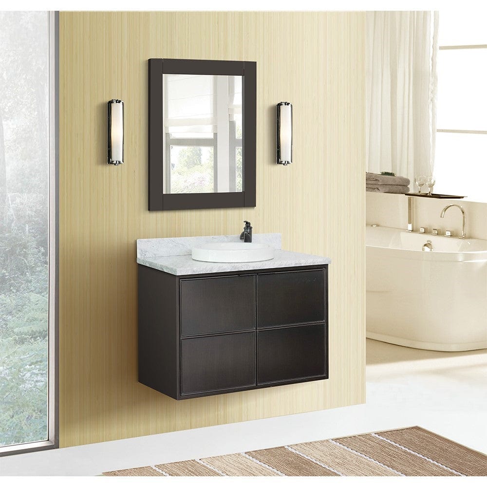 Bellaterra 37" Single Wall Mount Vanity in Cappuccino Finish