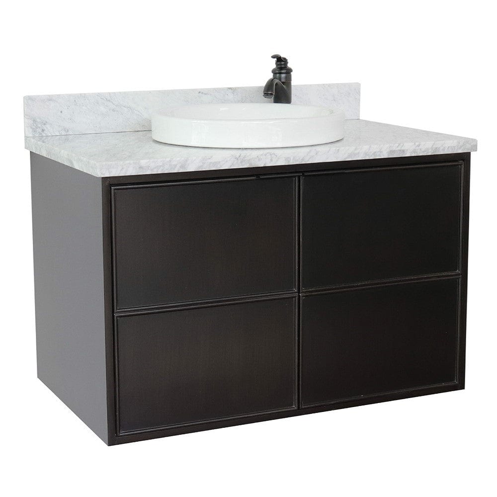 Bellaterra 37" Single Wall Mount Vanity in Cappuccino Finish