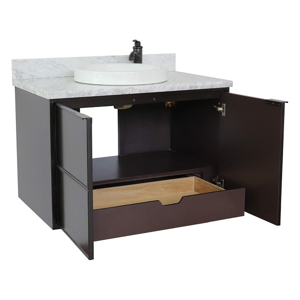 Bellaterra 37" Single Wall Mount Vanity in Cappuccino Finish