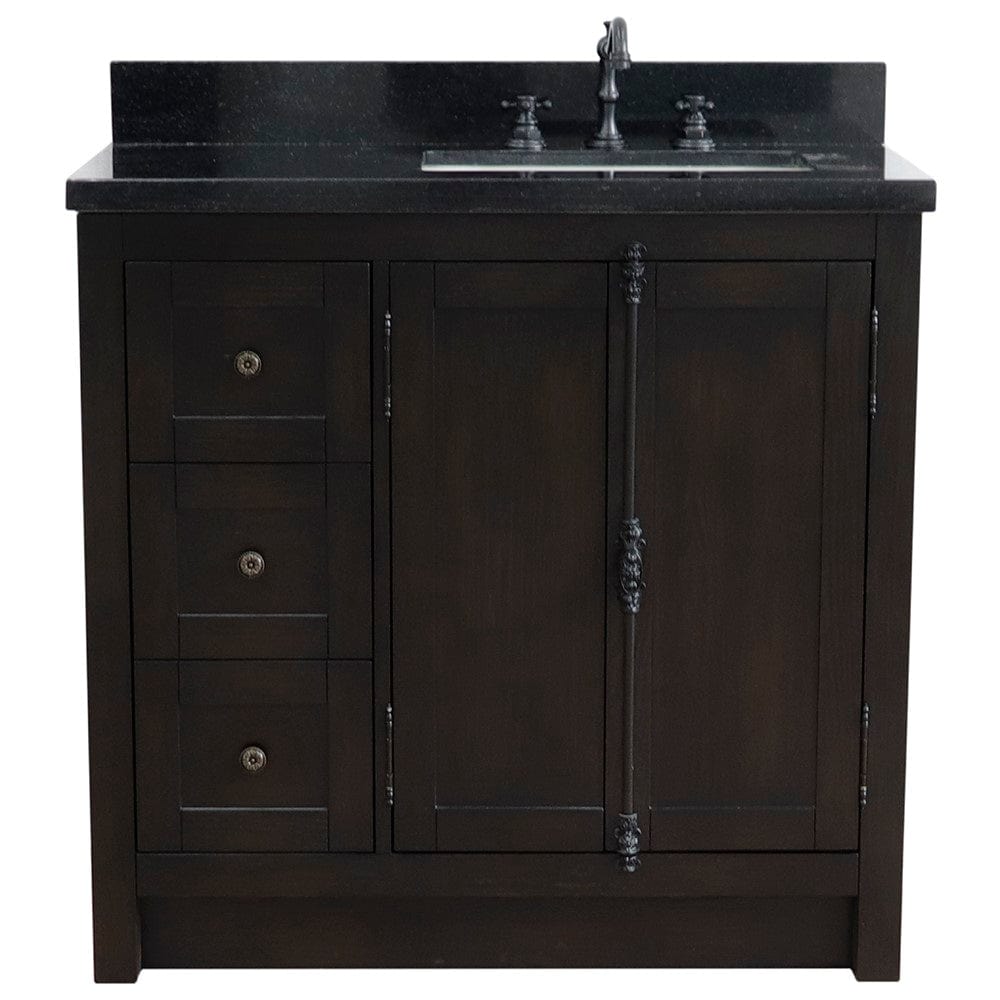 Bellaterra 37" Single Vanity in Brown Ash Finish Right doors/Right Sink 400100-37R-BA