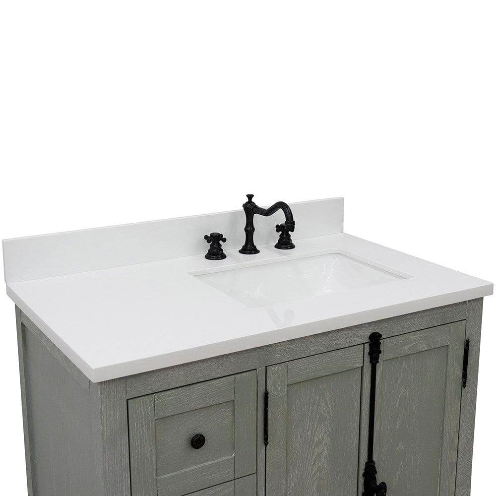 Bellaterra 37" Single vanity in Gray Ash Finish - Right doors/Right Sink 400100-37R-GYA