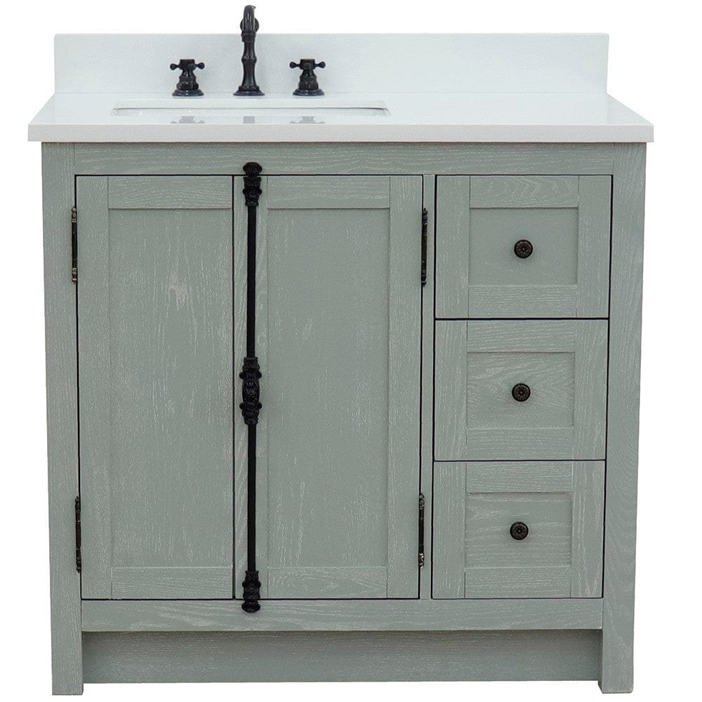 Bellaterra 37" Single vanity in Gray Ash Finish - Left doors/Left Sink 400100-37L-GYA