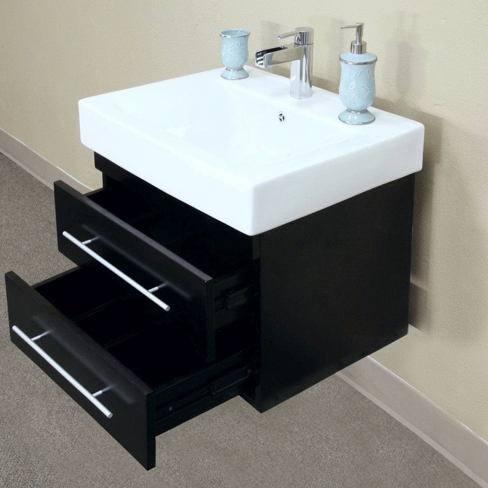 Bellaterra 48.5 in Double wall mount style sink vanity-wood-black  203102-D