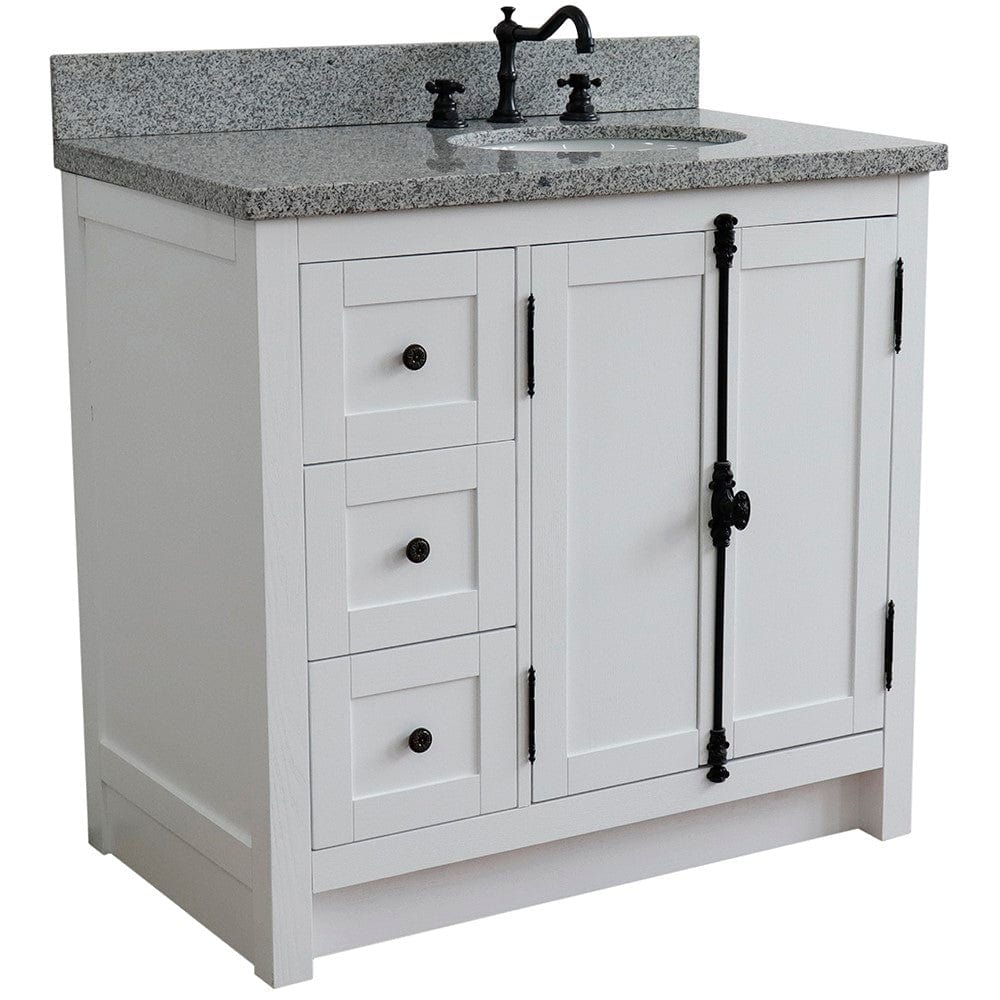 Bellaterra 37" Single vanity in Glacier Ash Finish - Right doors/Right Sink 400100-37R-GA