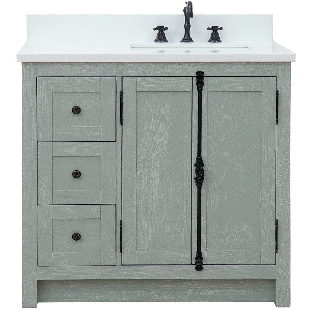 Bellaterra 37" Single vanity in Gray Ash Finish - Right doors/Right Sink 400100-37R-GYA