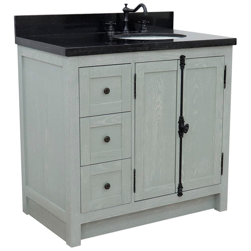 Bellaterra 37" Single vanity in Gray Ash Finish - Right doors/Right Sink 400100-37R-GYA