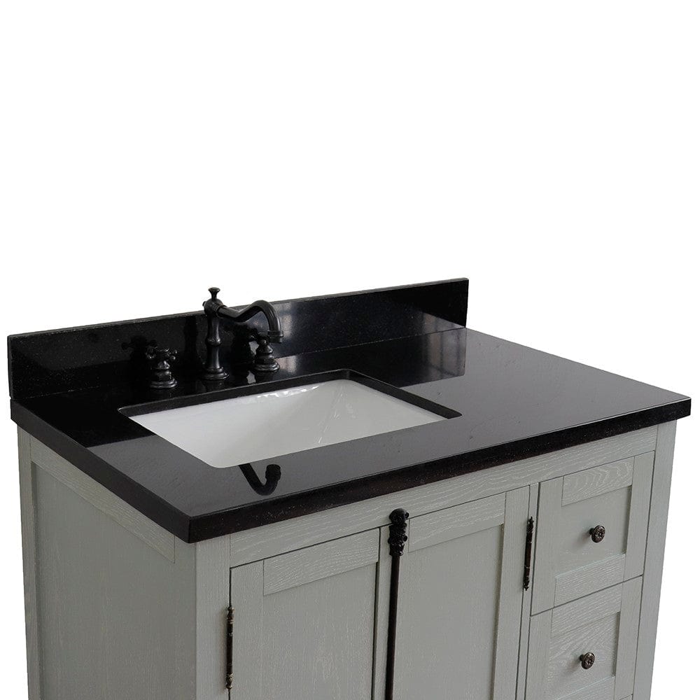 Bellaterra 37" Single vanity in Gray Ash Finish - Left doors/Left Sink 400100-37L-GYA