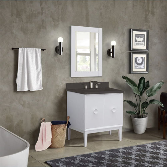 Bellaterra 31" Single Vanity in White Finish with Concrete Top and Rectangle Sink