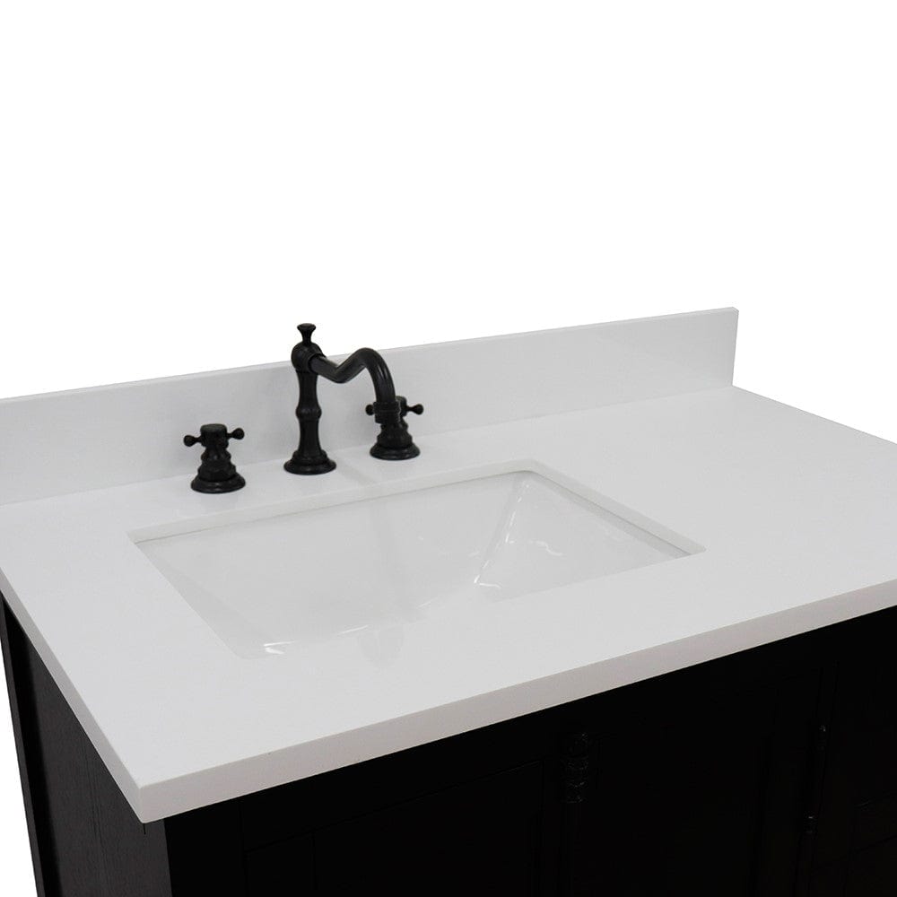 Bellaterra 37" Single Vanity Brown Ash Finish - Left Door/Left Sink 400100-37L-BA