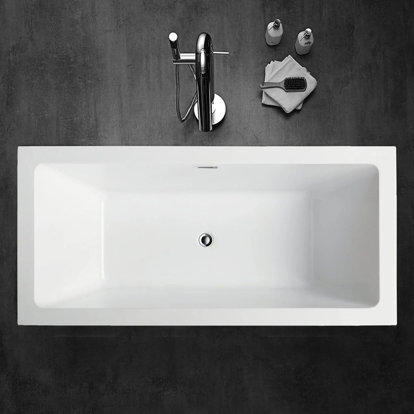 Vanity Art 59" or 66.9" Freestanding White Acrylic Bathtub