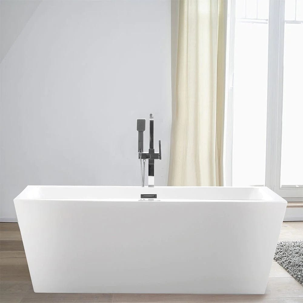 Vanity Art 59" or 66.9" Freestanding White Acrylic Bathtub