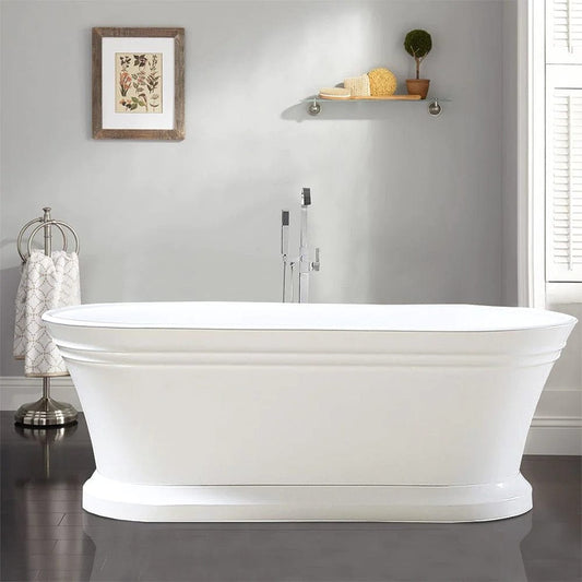 Vanity Art 59" or 67" Freestanding White Acrylic Bathtub