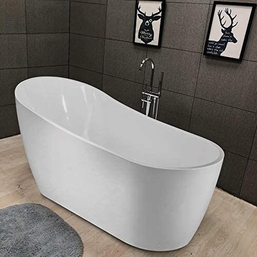 Vanity Art 59" X 29" Freestanding White Acrylic Bathtub