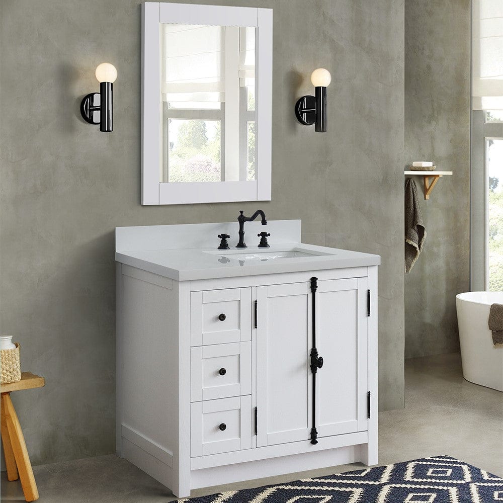 Bellaterra 37" Single vanity in Glacier Ash Finish - Right doors/Right Sink 400100-37R-GA