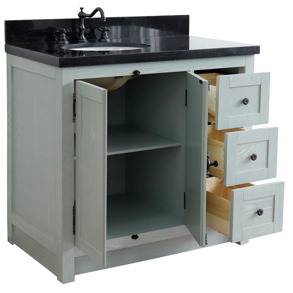 Bellaterra 37" Single vanity in Gray Ash Finish - Left doors/Left Sink 400100-37L-GYA