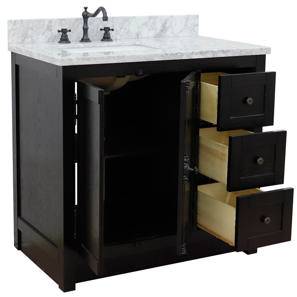 Bellaterra 37" Single Vanity Brown Ash Finish - Left Door/Left Sink 400100-37L-BA