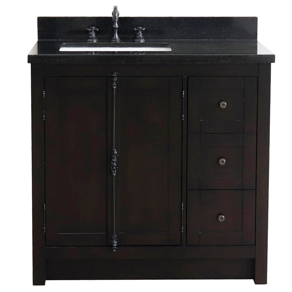 Bellaterra 37" Single Vanity Brown Ash Finish - Left Door/Left Sink 400100-37L-BA