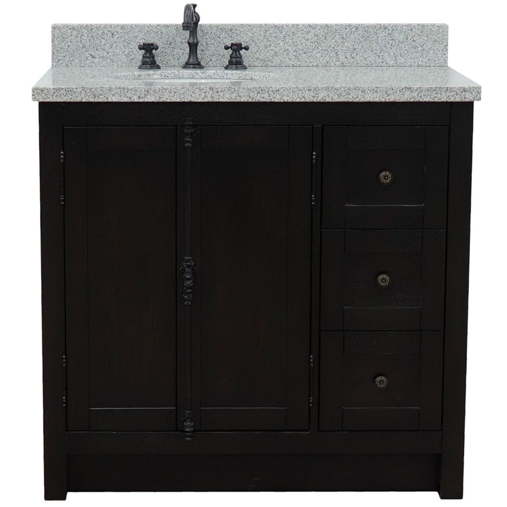 Bellaterra 37" Single Vanity Brown Ash Finish - Left Door/Left Sink 400100-37L-BA