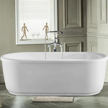 Vanity Art 67" or 59" Freestanding White Acrylic Bathtub