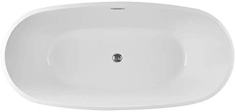 Vanity Art 67" or 59" Freestanding White Acrylic Bathtub UPC Certified Modern Stand Alone Soaking Tub