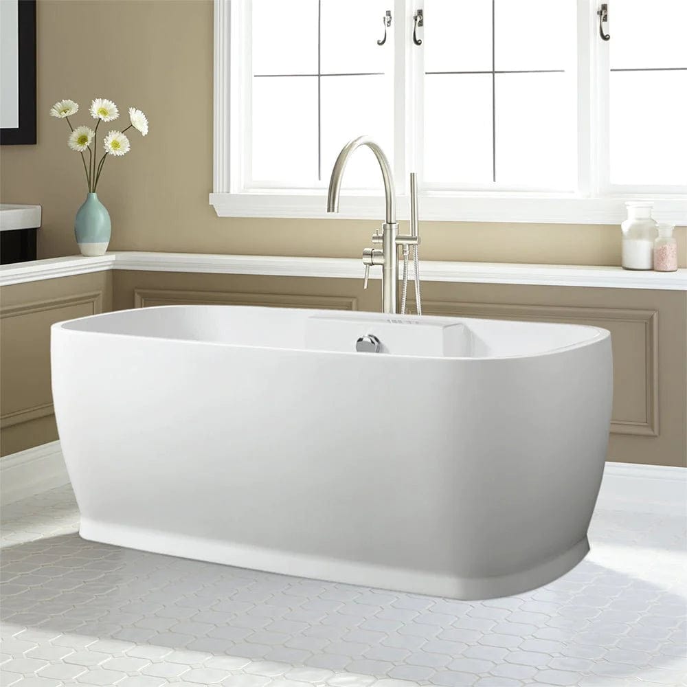 Vanity Art 67" or 59" Inches Freestanding White Acrylic Bathtub