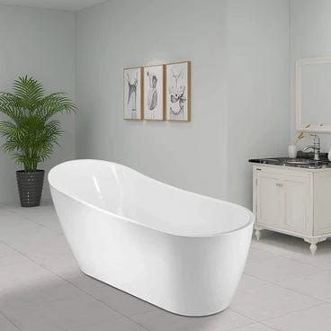 Vanity Art 67" x 29" Freestanding White Acrylic Bathtub VA6904-L