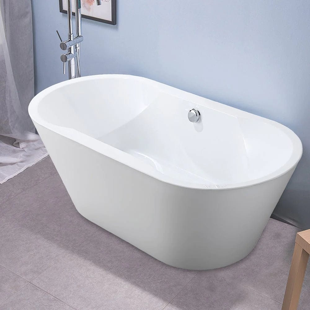 Vanity Art 67" X 31.5" Non Slip White Acrylic Freestanding Bathtub VA6804