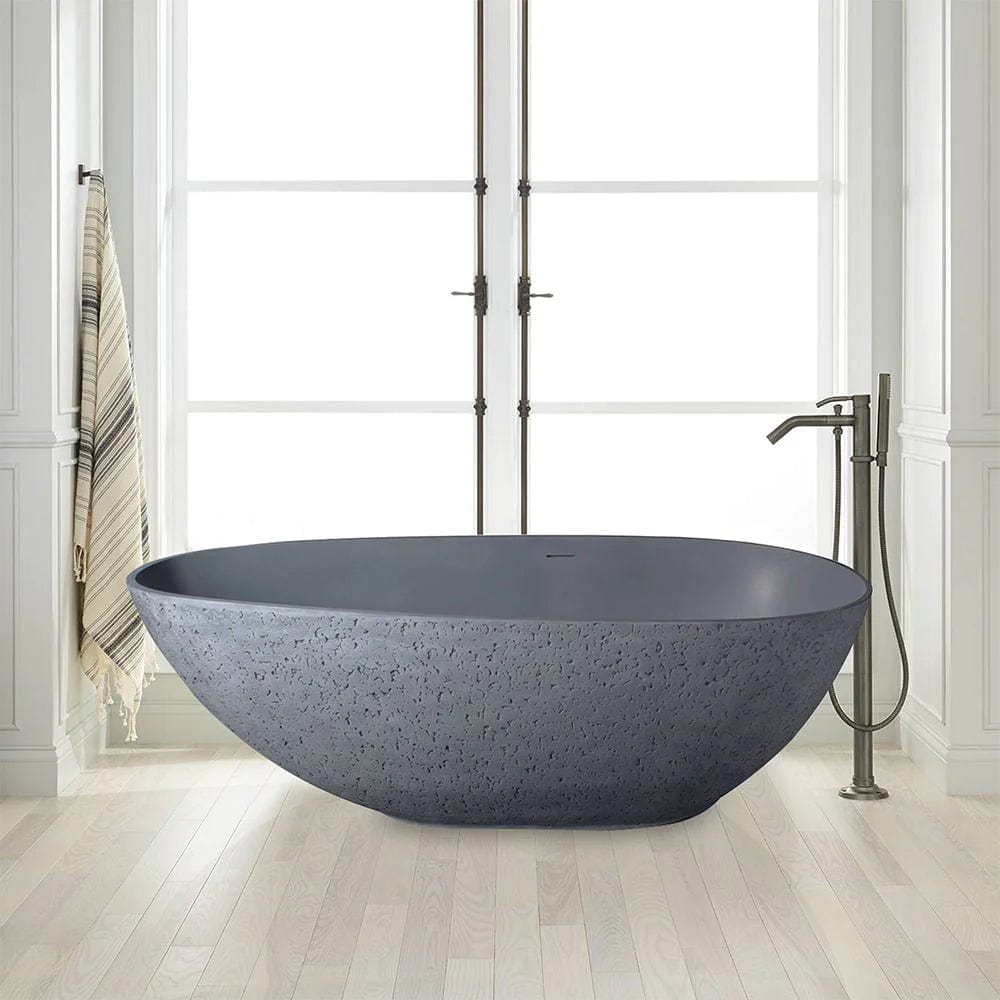 Vanity Art 67" x 33.5" Freestanding Solid Surface Resin Stone Bathtub Soaking Tub VA6917