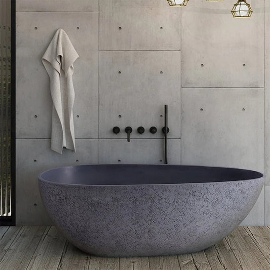 Vanity Art 67" x 33.5" Freestanding Solid Surface Resin Stone Bathtub Soaking Tub VA6917