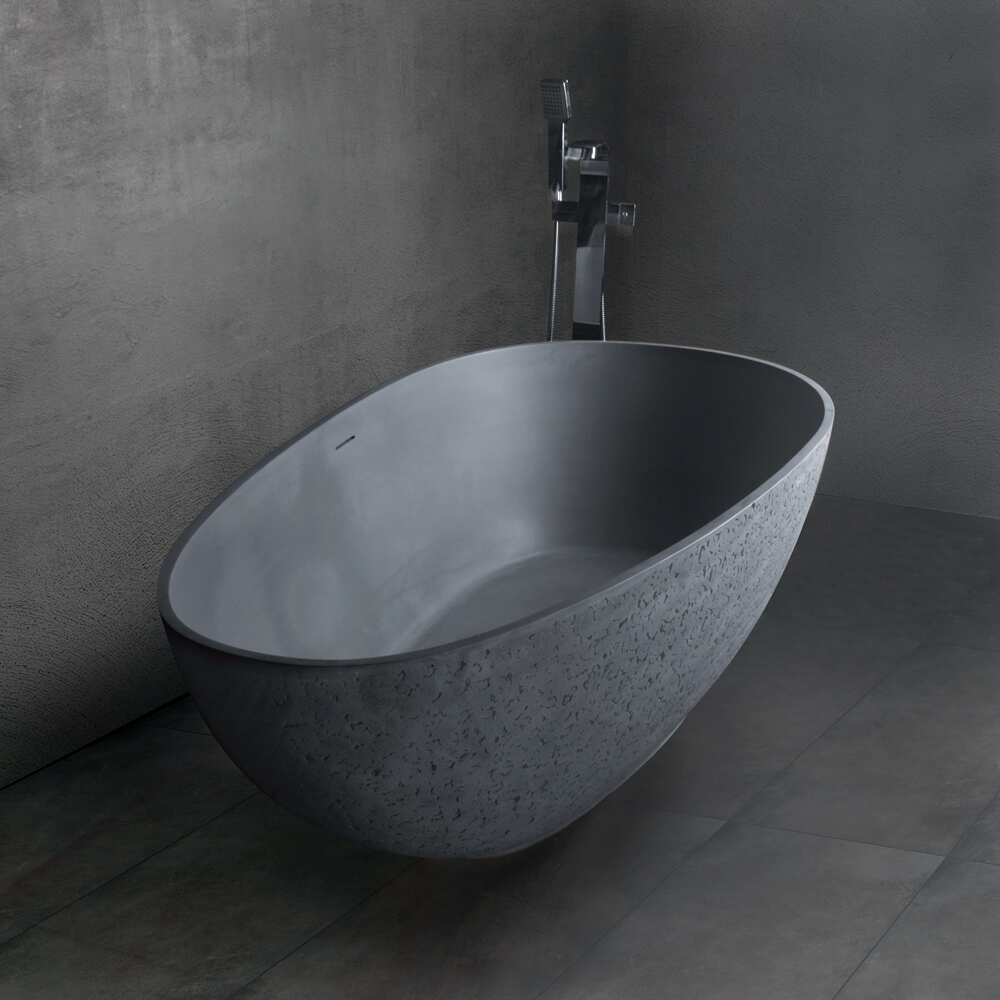 Vanity Art 67" x 33.5" Freestanding Solid Surface Resin Stone Bathtub Soaking Tub VA6917