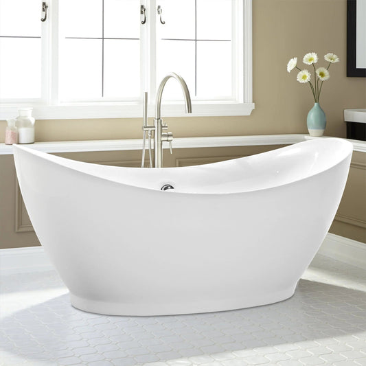 Vanity Art 68" Freestanding White Acrylic Bathtub VA6513