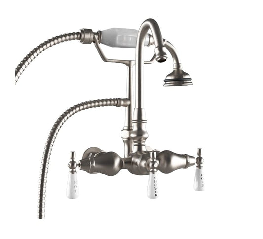 Cambridge Plumbing Clawfoot Tub Brass Wall Mount Faucet with Hand Held Shower