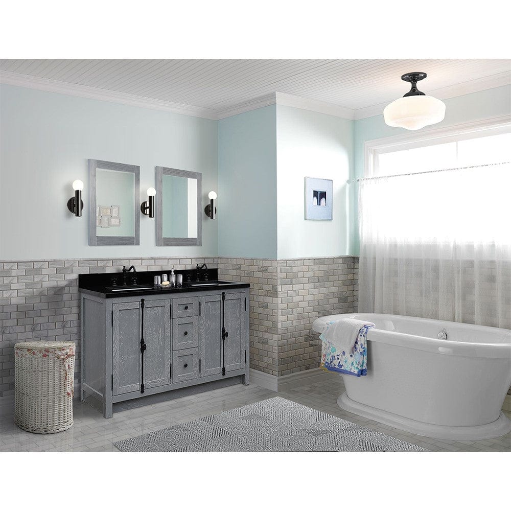 Bellaterra 55" Double Vanity in Gray Ash Finish Rectangle Sink