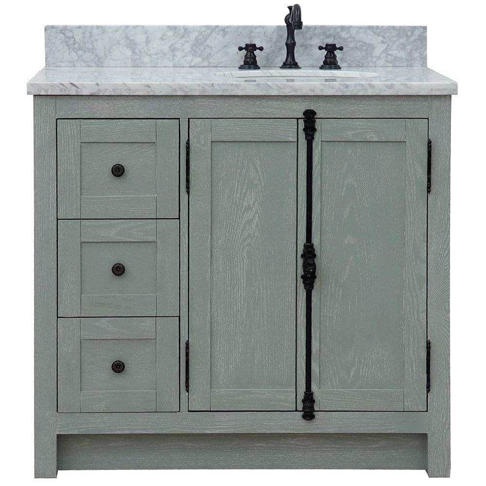 Bellaterra 37" Single vanity in Gray Ash Finish - Right doors/Right Sink 400100-37R-GYA