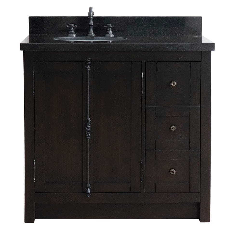 Bellaterra 37" Single Vanity Brown Ash Finish - Left Door/Left Sink 400100-37L-BA