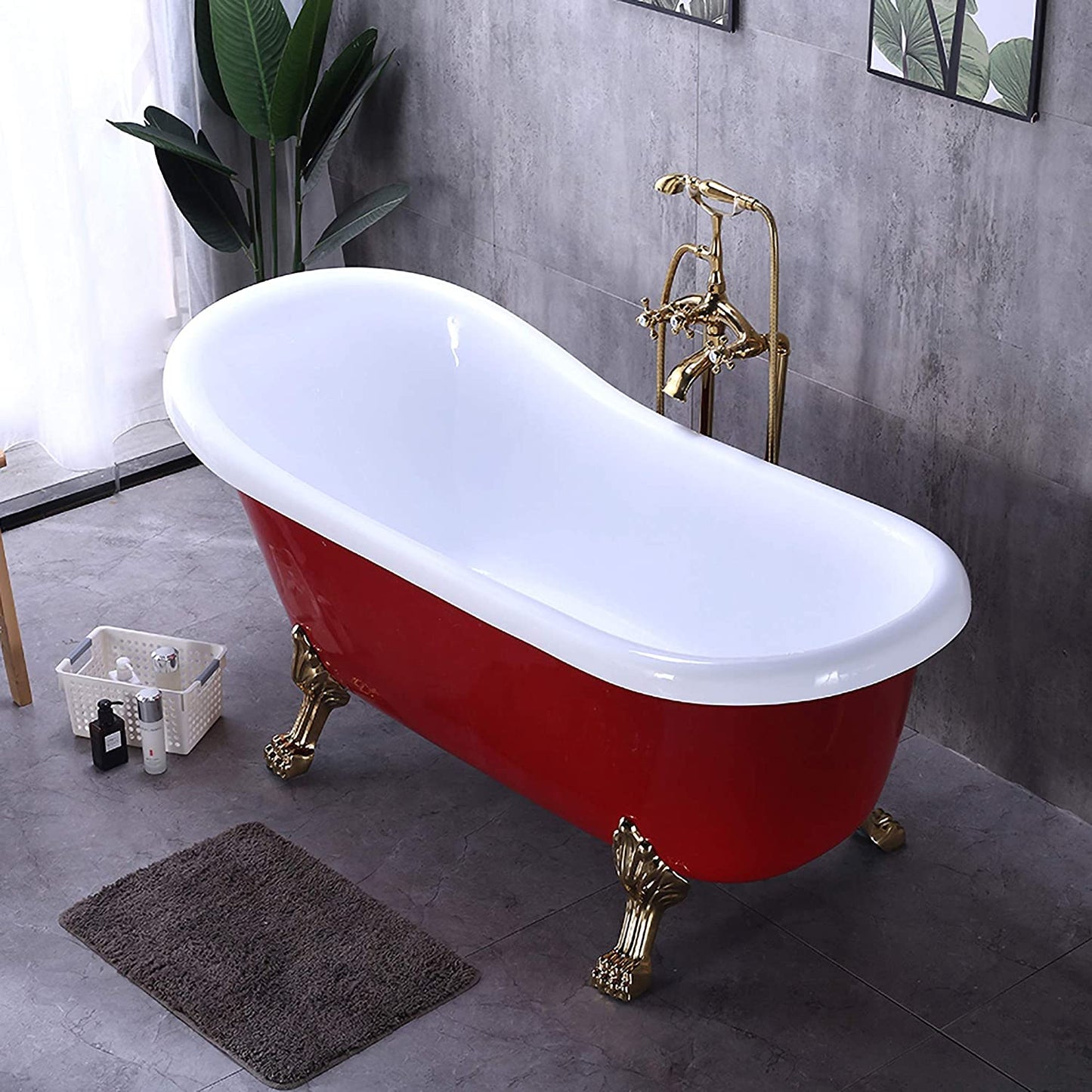 Vanity Art 70" x 32" Freestanding Red Acrylic Bathtub VA6311-RL