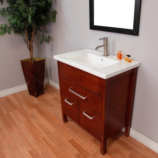 Bellaterra 29.9 in Single Sink Vanity Wood Walnut Finish 203151B