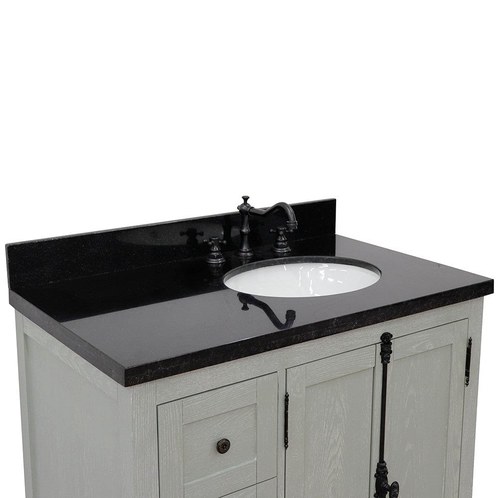 Bellaterra 37" Single vanity in Gray Ash Finish - Right doors/Right Sink 400100-37R-GYA