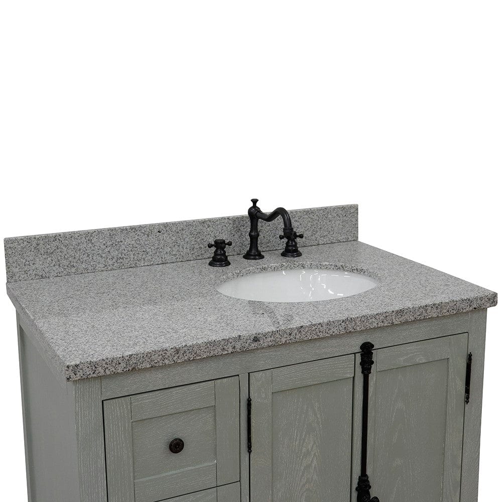 Bellaterra 37" Single vanity in Gray Ash Finish - Right doors/Right Sink 400100-37R-GYA