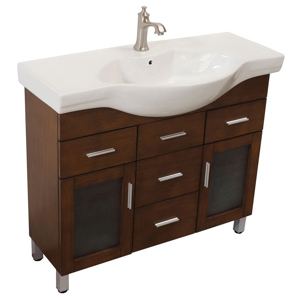 Bellaterra 39.8 in Single Sink Vanity Wood Walnut 4 Drawers 203139B