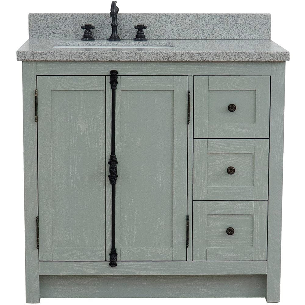 Bellaterra 37" Single vanity in Gray Ash Finish - Left doors/Left Sink 400100-37L-GYA