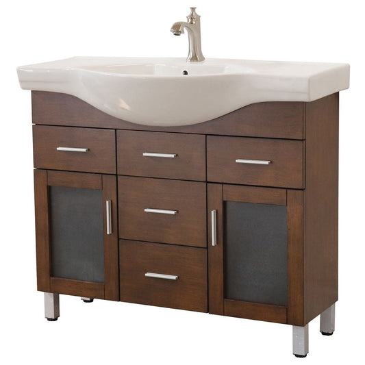 Bellaterra 39.8 in Single Sink Vanity Wood Walnut 4 Drawers 203139B