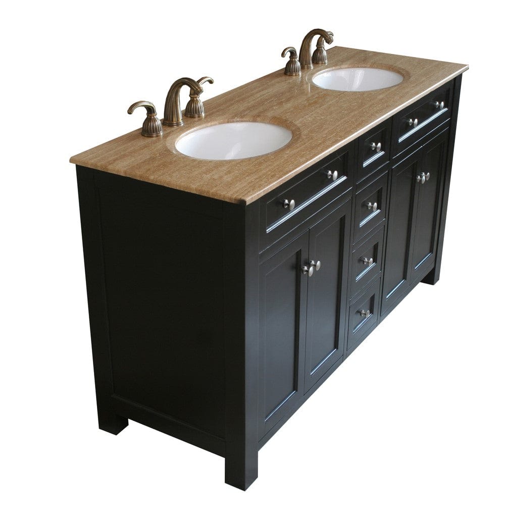 Bellaterra 62 in Double sink vanity wood-black 603210