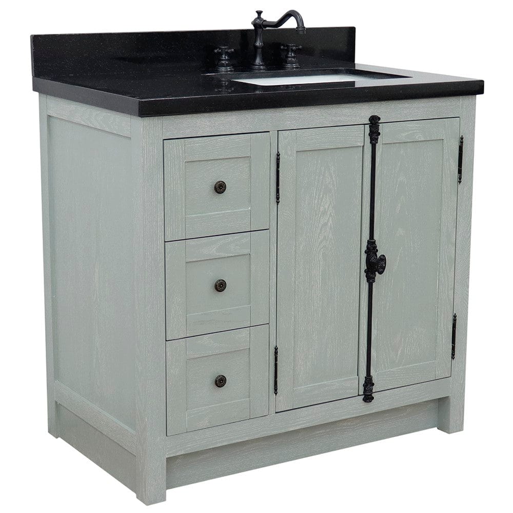 Bellaterra 37" Single vanity in Gray Ash Finish - Right doors/Right Sink 400100-37R-GYA