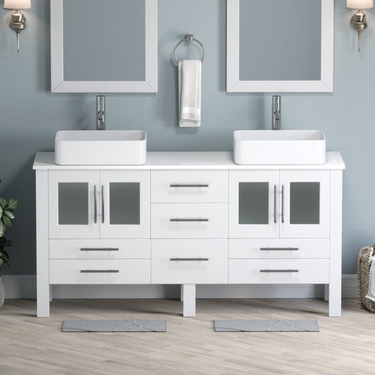 Cambridge Plumbing Complete 63 Inch White Vanity Set