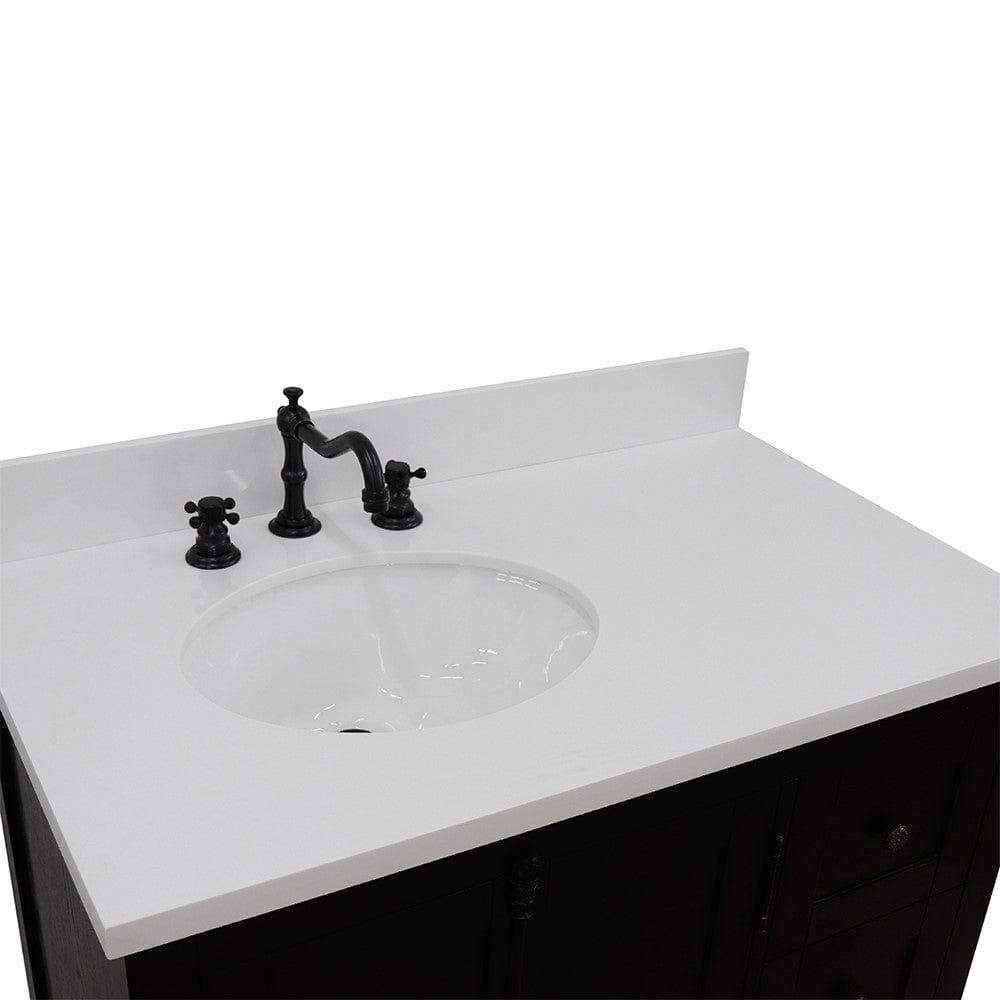 Bellaterra 37" Single Vanity Brown Ash Finish - Left Door/Left Sink 400100-37L-BA