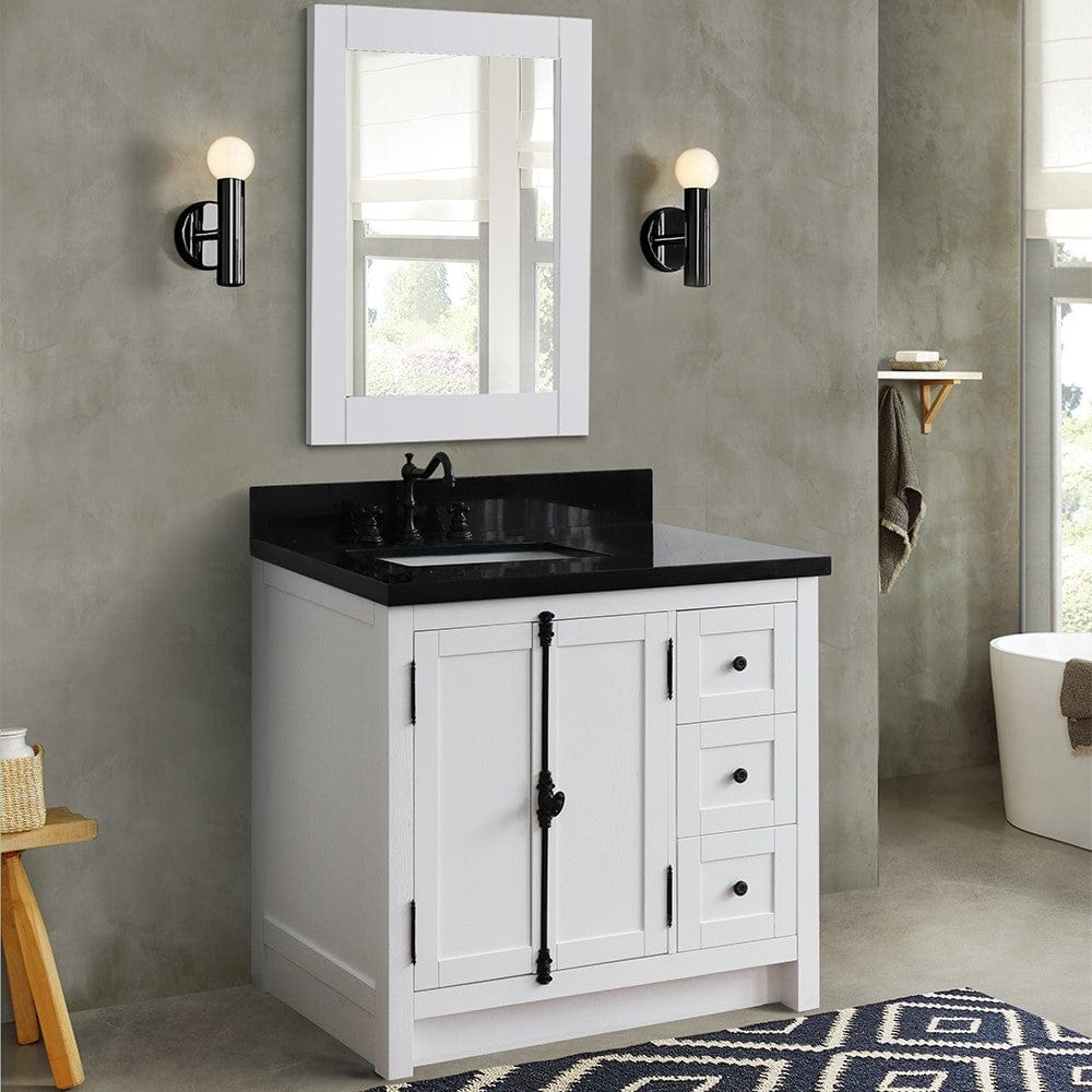 Bellaterra 37" Single vanity in Glacier Ash Finish  - Left doors/Left Sink 400100-37L-GA