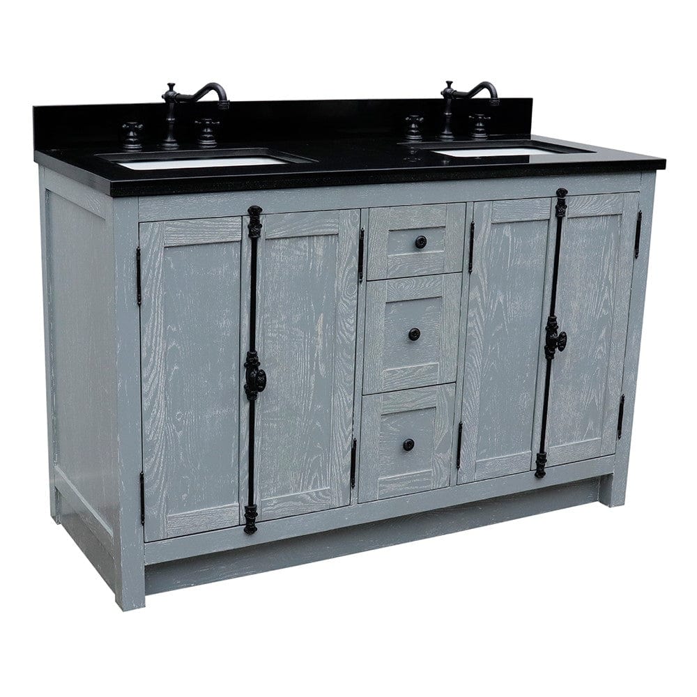 Bellaterra 55" Double Vanity in Gray Ash Finish Rectangle Sink